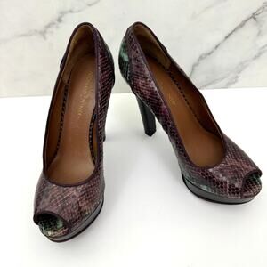 Donald J. Pliner Womens Platform Peep Toe Heels Size 7.5 Snake Print Leather